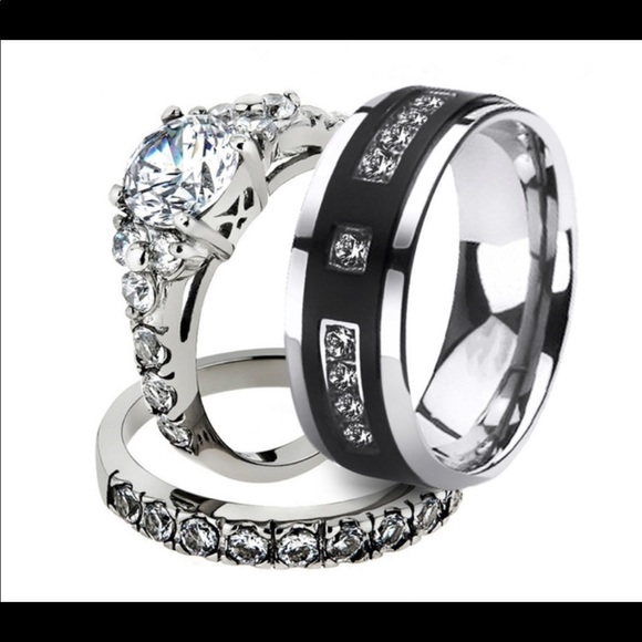 Jewelry Hishers Diamonique Black Stainless Steel Rings Poshmark